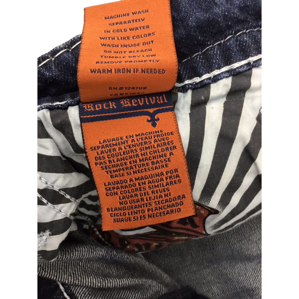 ROCK REVIVAL PatchWork Jeans Wide Leg Men Size 44 Blue Denim Brand New Designer