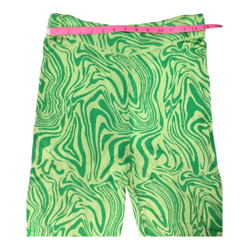 PALOMA WOOL Graphic Flare Pants Size L Green 100% Viscose Party