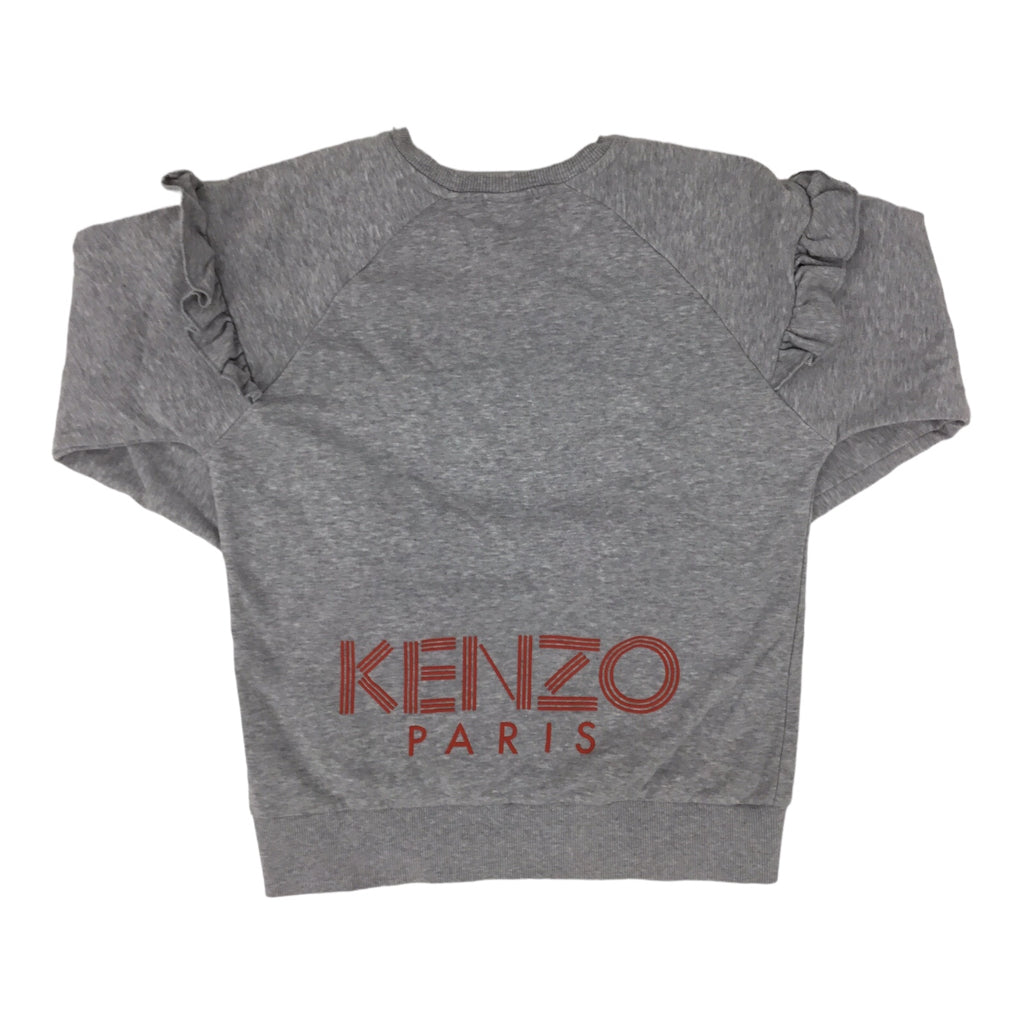 KENZO Pullover Gray Red Crewneck Sweater Longsleeve Kids Sz 14 XS Spellout Logo