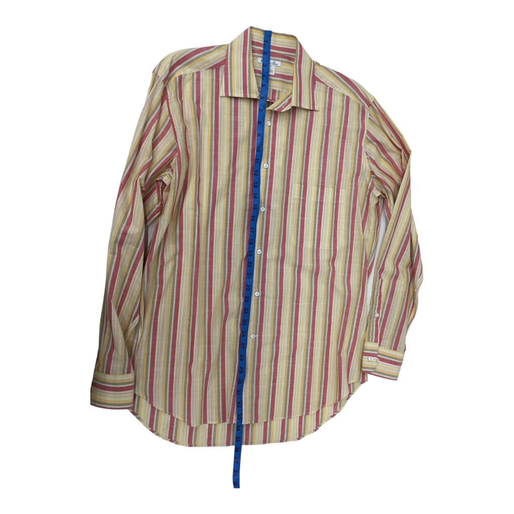 LORO PIANA Stripped Long Sleeve Button Up Multi-color Red/Yellow Mens Sz L