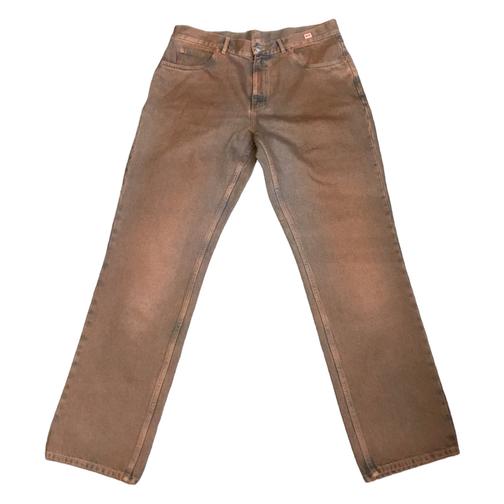 Martine Rose Blue/Brown Acid Wash Men Denim Jeans Size L Wide Straight y2k 90s