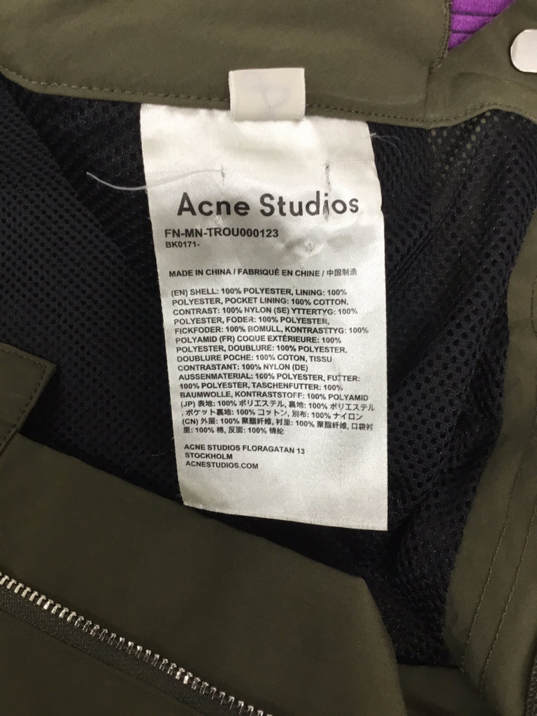 ACNE STUDIOS WIDE LEG MENS PANTS SIZE 38 OLIVE 100% POLYESTER CASUAL