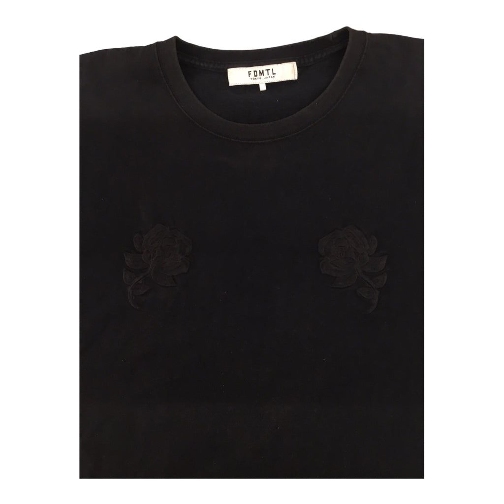 FDMTL Floral Embroidery T-Shirt Mens Size L Black Made In Japan Streetwear
