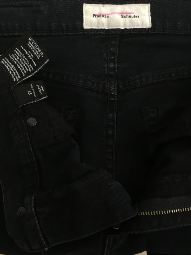 PROENZA SCHOULER Women Cropped Flare Dark Blue Denim Jeans sz 27