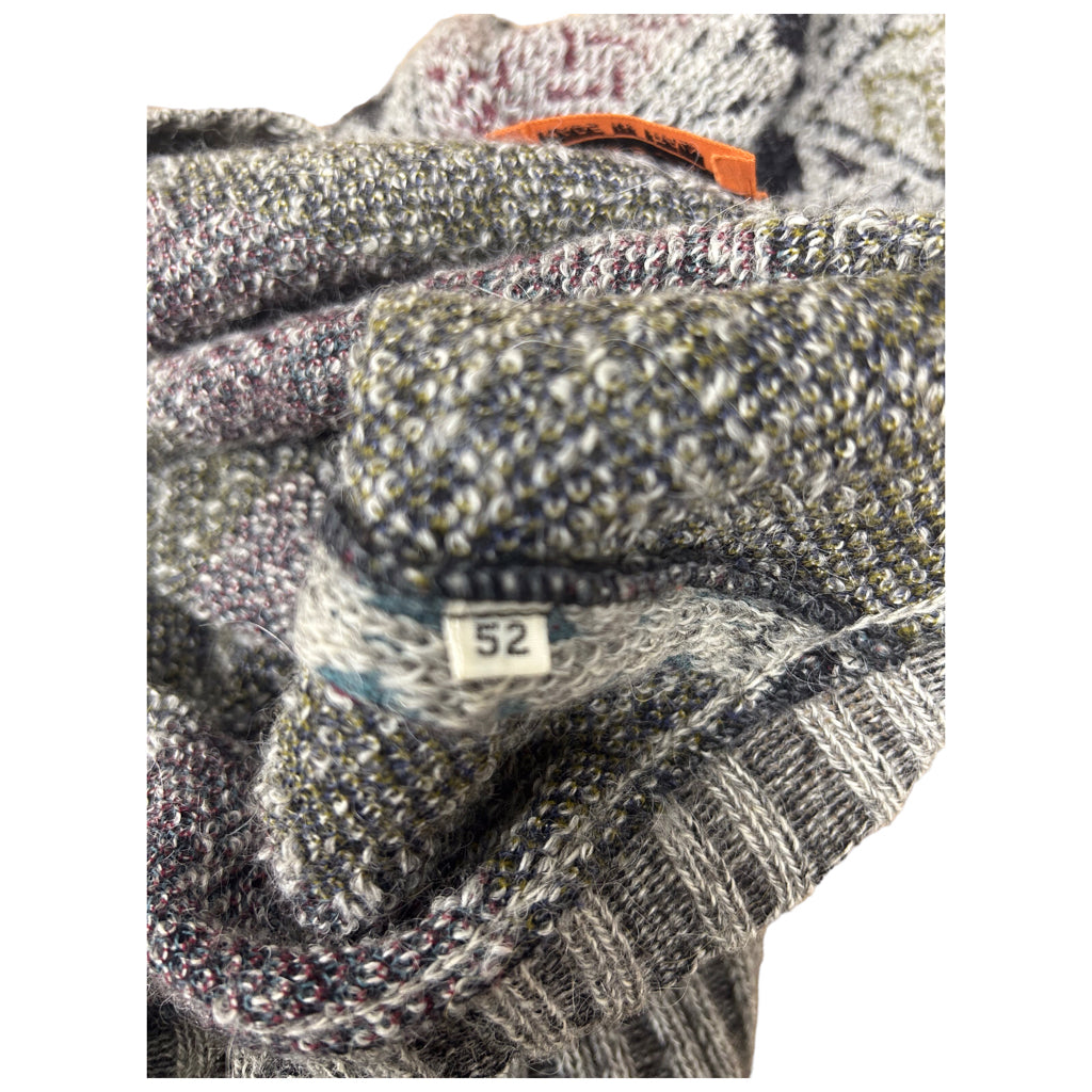 MISSONI Mens Wool Blend Alpaca Sweater Made In Italy Size 52 Gray Grey Black VTG