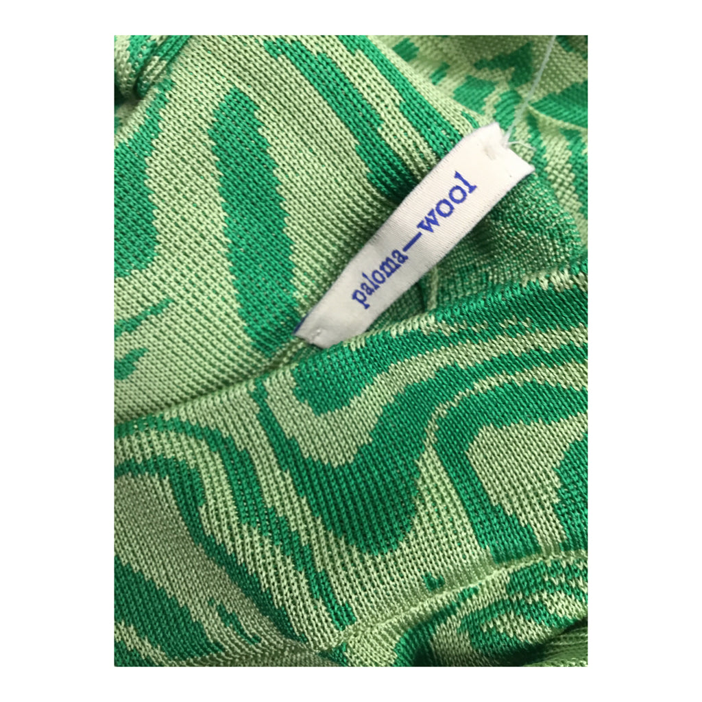 PALOMA WOOL Graphic Flare Pants Size L Green 100% Viscose Party