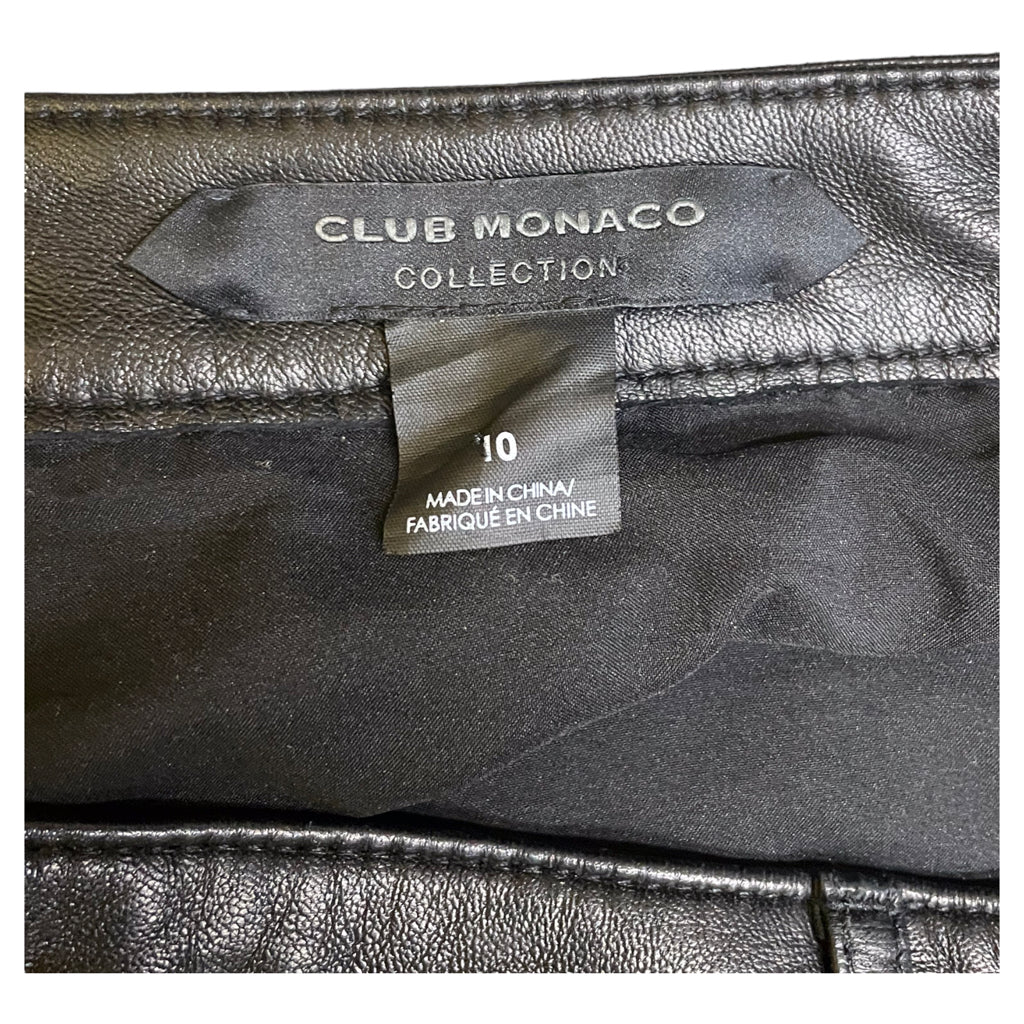 Club Monaco collection Lambskin leather women black blk pants size 10