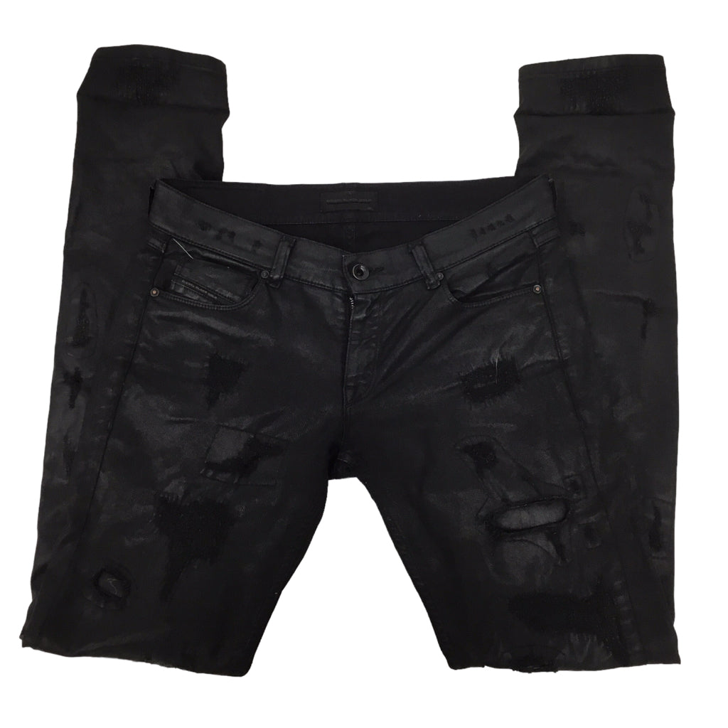 DIESEL BLACK GOLD Jeans Womens Denim Sz 26 Waxed Disstressed Straight