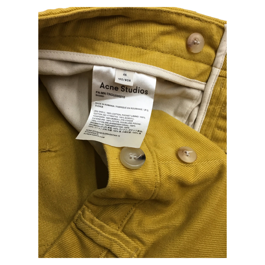 Acne Studios Mustard Yellow Gold Straight Leg Jeans Mens Sz 46 Italian Twill