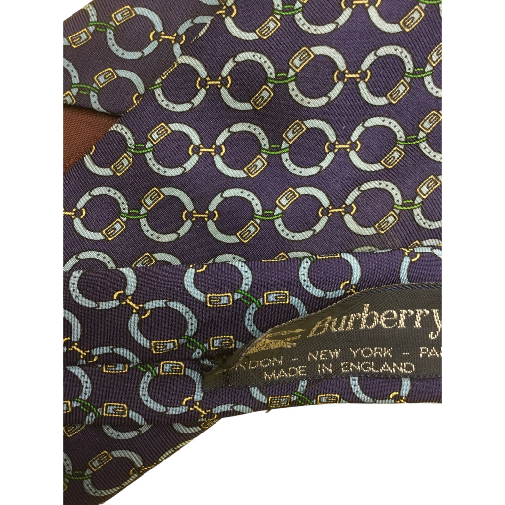 BURBERRYS SILK NECKTIE LONDON-NEWYORK-PARIS MADE IN ENGLAND DESIGNER