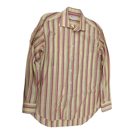 LORO PIANA Stripped Long Sleeve Button Up Multi-color Red/Yellow Mens Sz L