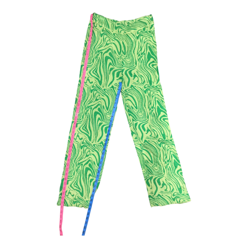 PALOMA WOOL Graphic Flare Pants Size L Green 100% Viscose Party