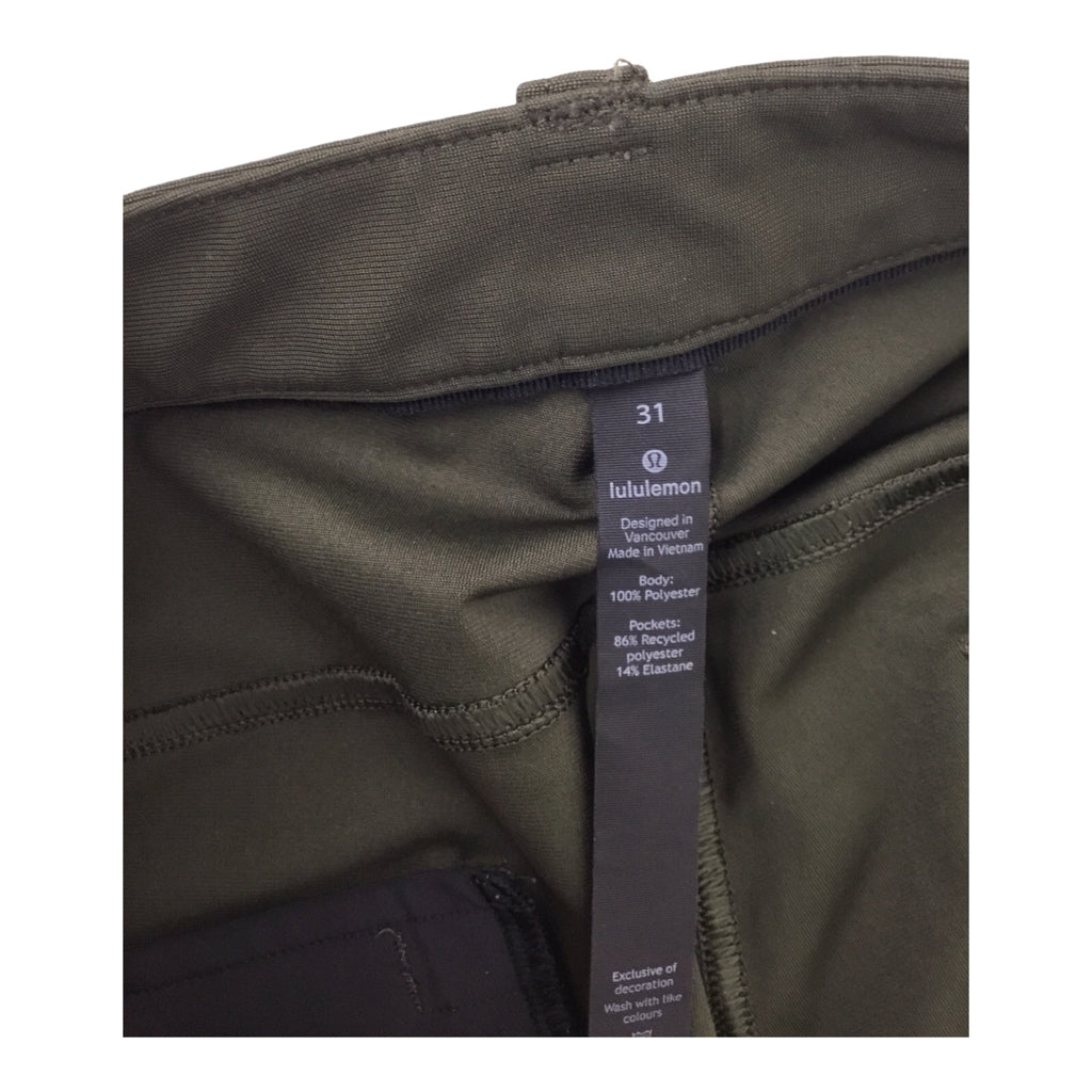 LULULEMON Commisson Chino Mid Rise Pants Mens Sz 31 Olive Green