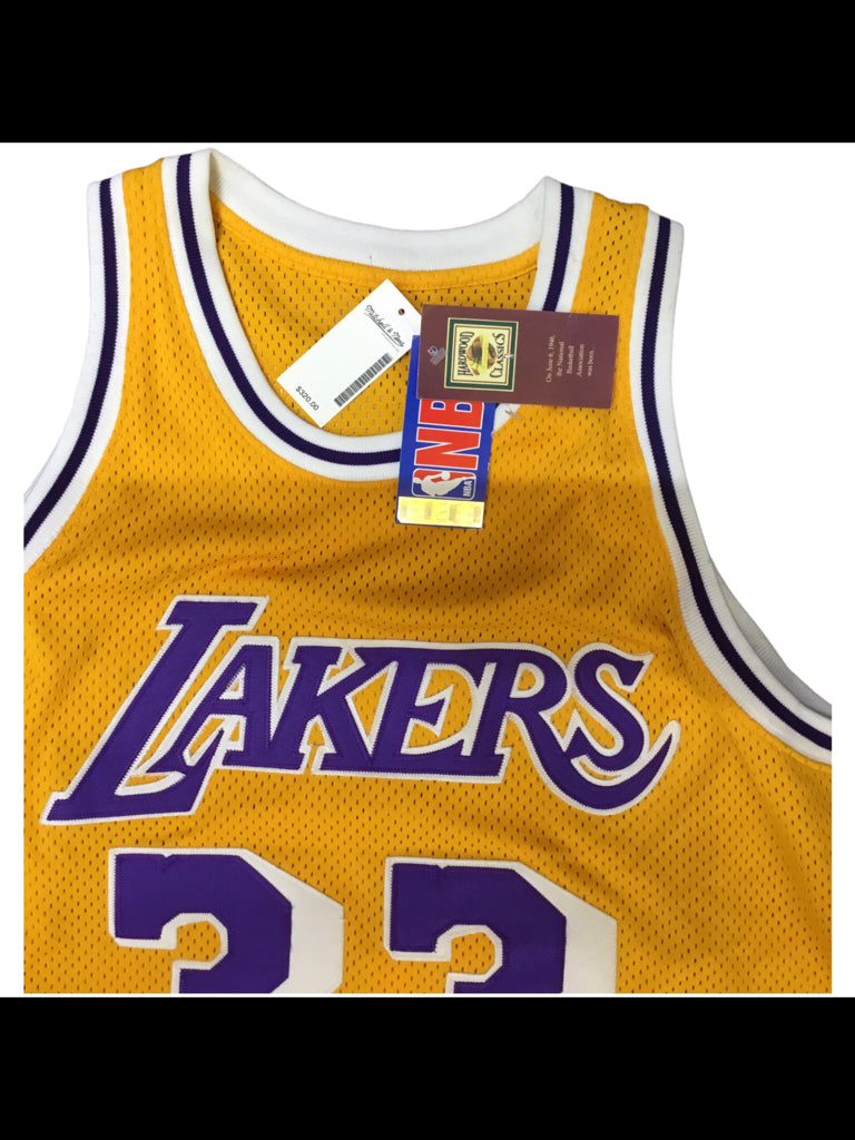 MITCHELL & NESS LAKERS ABDUL-JABBAR #33 Basketball Away Jersey Size XL Yellow