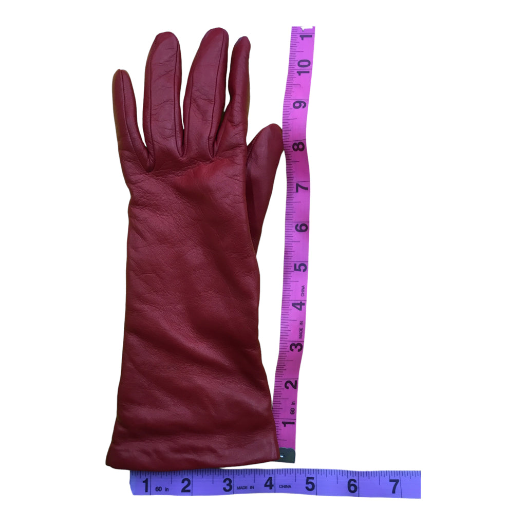PORTOLANO Gloves Womens Size 7 Red 100% Genuine Leather Lining Winter