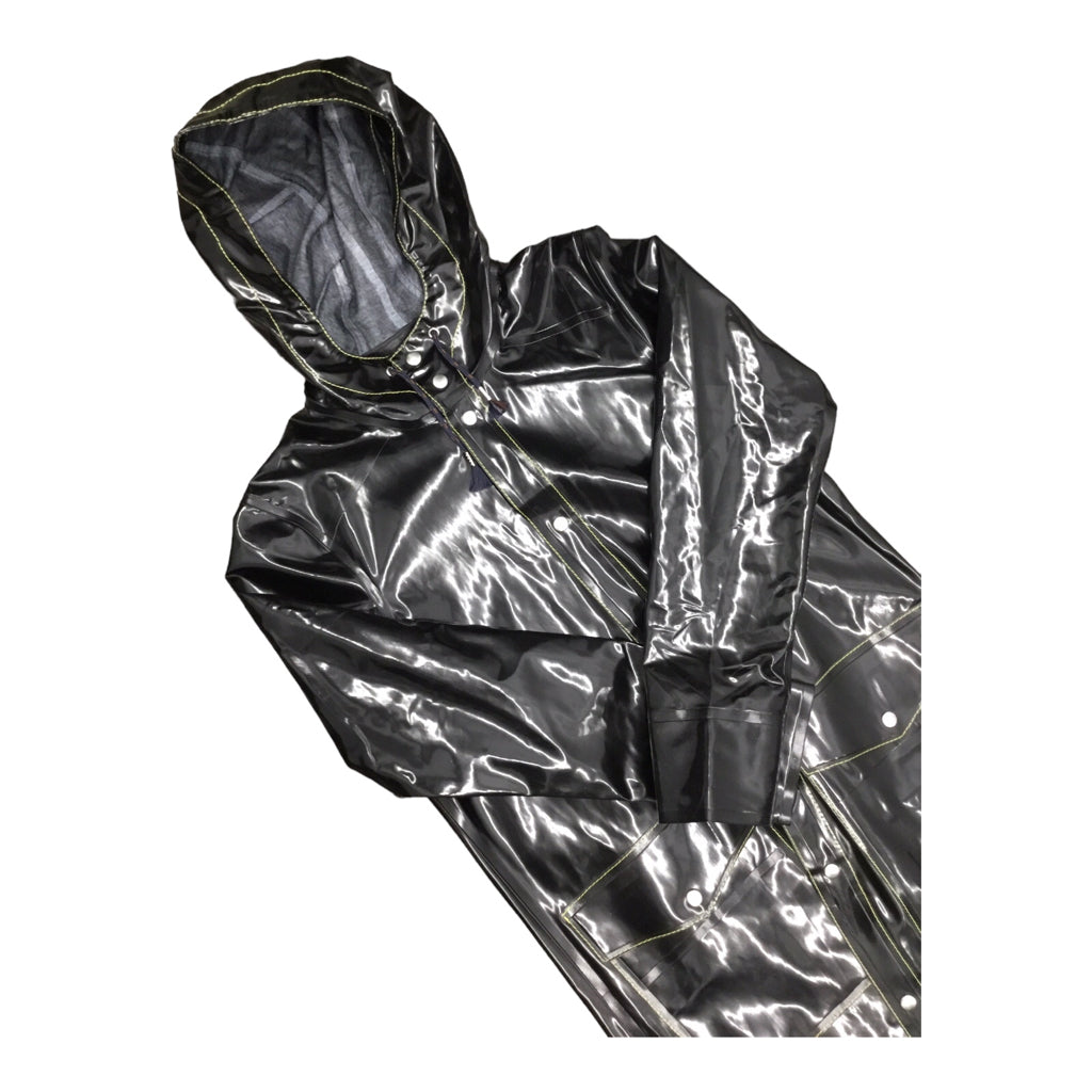 MARNI x STUTTERHEIM Rubberized Cotton Long Coat Jacket Black Pockets Hood sz S