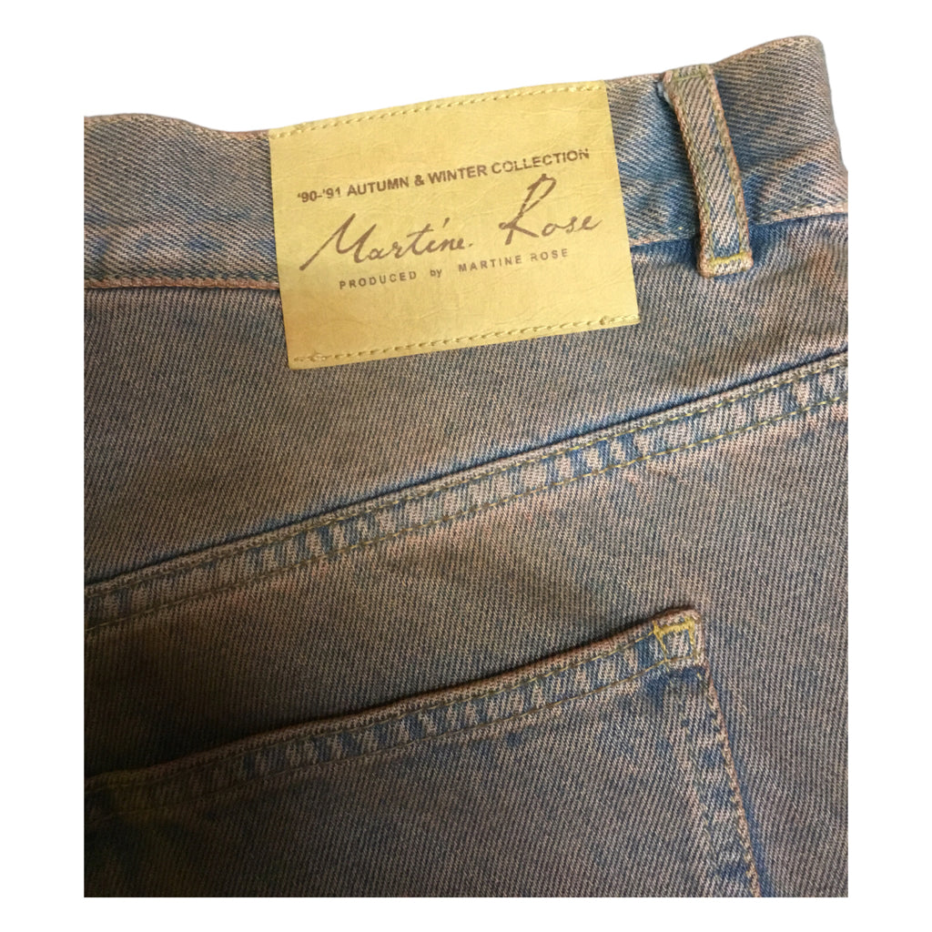 Martine Rose Blue/Brown Acid Wash Men Denim Jeans Size L Wide Straight y2k 90s