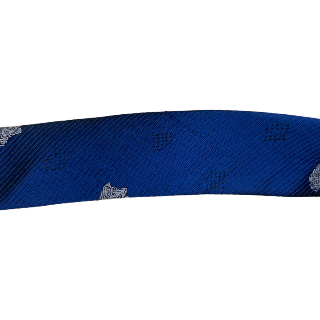 Men's Vintage VERSACE 100% Silk Woven Designer Tie Blue Print Hand Made