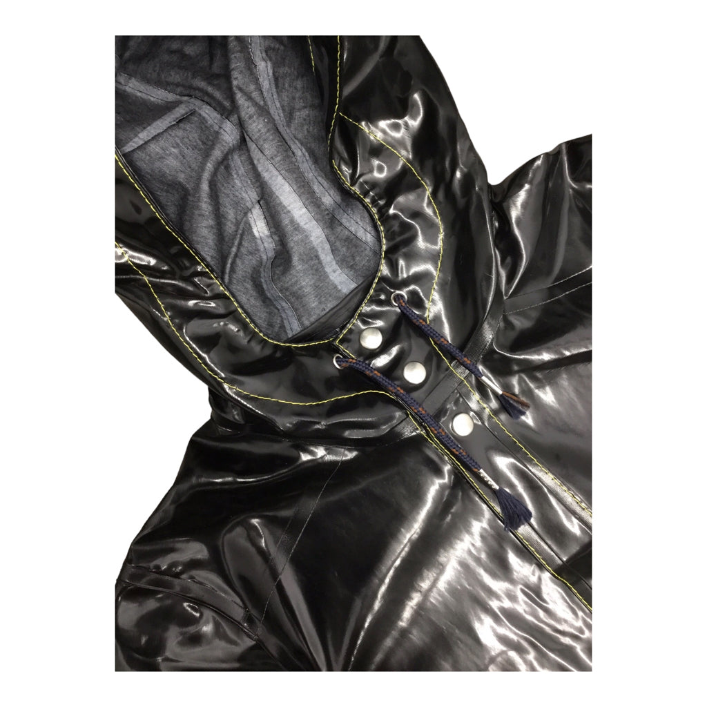 MARNI x STUTTERHEIM Rubberized Cotton Long Coat Jacket Black Pockets Hood sz S