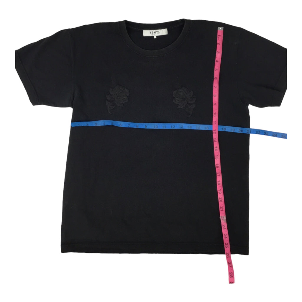 FDMTL Floral Embroidery T-Shirt Mens Size L Black Made In Japan Streetwear