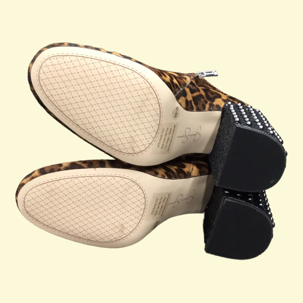 NIB JESSICA SIMPSON Cheetah Boots Black Studded Heel 9 M