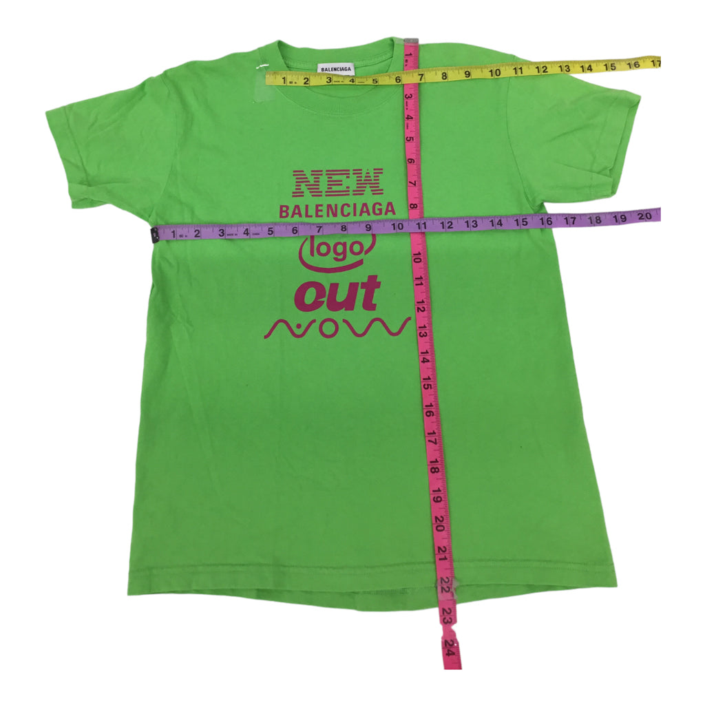 Balenciaga Green Graphic T-Shirt Womens Sz S Designer SS Logo Y2K Lime Tee