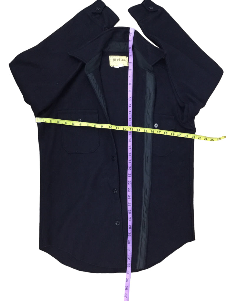 MELTON Shirt Jacket Mens Size M Navy Wool Formal