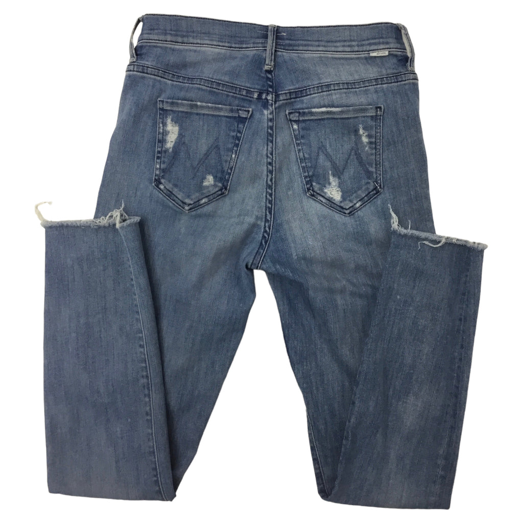 MOTHER Meduim Wash Denim Women Blue Jeans Skinny Distressed Button 25