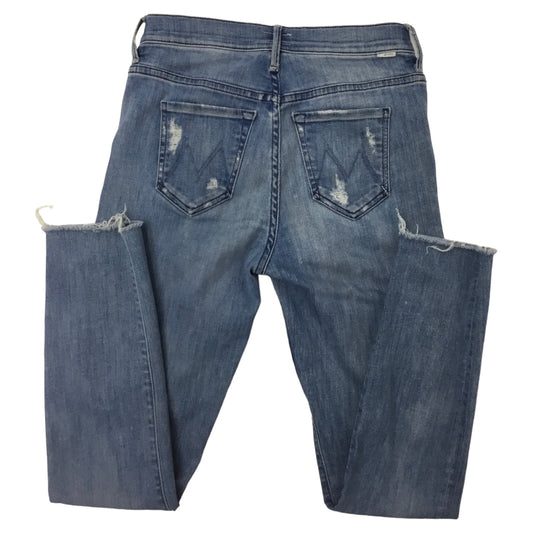 MOTHER Meduim Wash Denim Women Blue Jeans Skinny Distressed Button 25