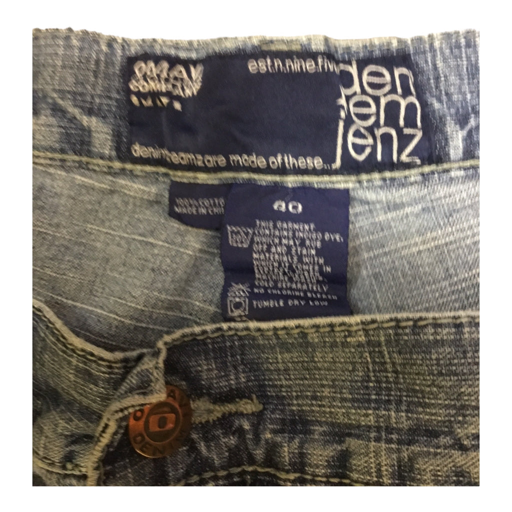 Den Em Jenz Omavi Oversize Blue Distressed Denim Shorts Men's Size 40 Vintage