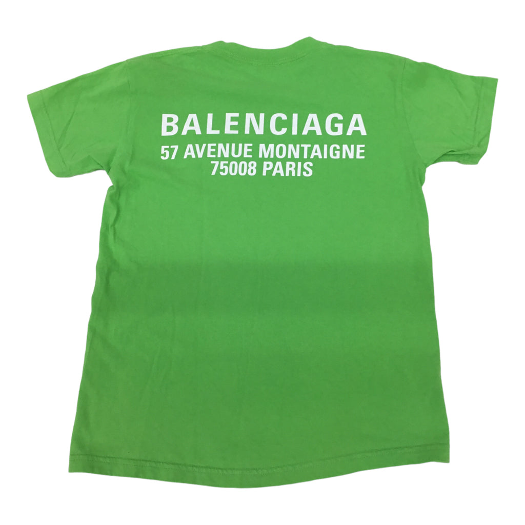 Balenciaga Green Graphic T-Shirt Womens Sz S Designer SS Logo Y2K Lime Tee