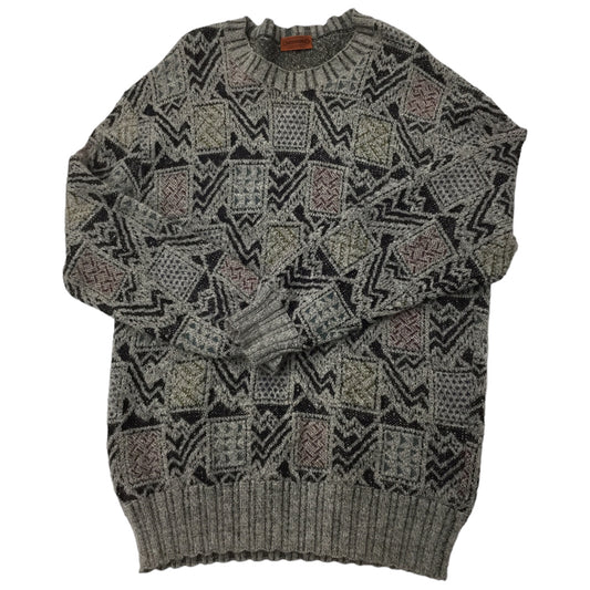 MISSONI Mens Wool Blend Alpaca Sweater Made In Italy Size 52 Gray Grey Black VTG