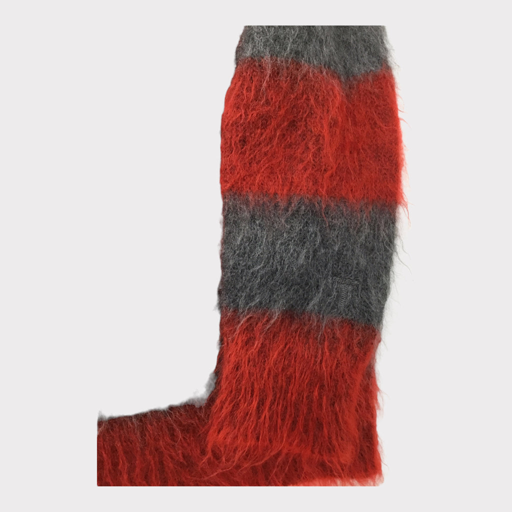 ALEXANDER WANG Mohair Stripped LS Sweater Size Large Red Gray Casual Designer