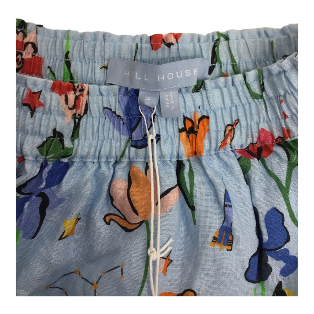 NWT HillHouse Light Blue 'The Paz Skirt' Womens Sz S Floral Designer mini ruffle