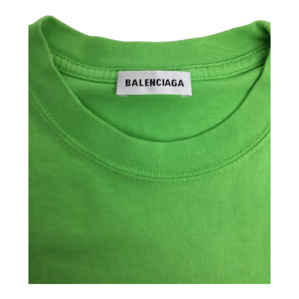 Balenciaga Green Graphic T-Shirt Womens Sz S Designer SS Logo Y2K Lime Tee