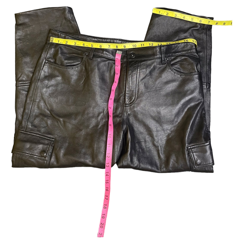 Club Monaco collection Lambskin leather women black blk pants size 10