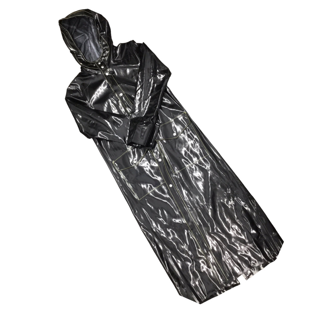 MARNI x STUTTERHEIM Rubberized Cotton Long Coat Jacket Black Pockets Hood sz S