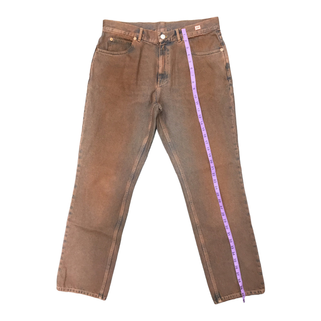 Martine Rose Blue/Brown Acid Wash Men Denim Jeans Size L Wide Straight y2k 90s