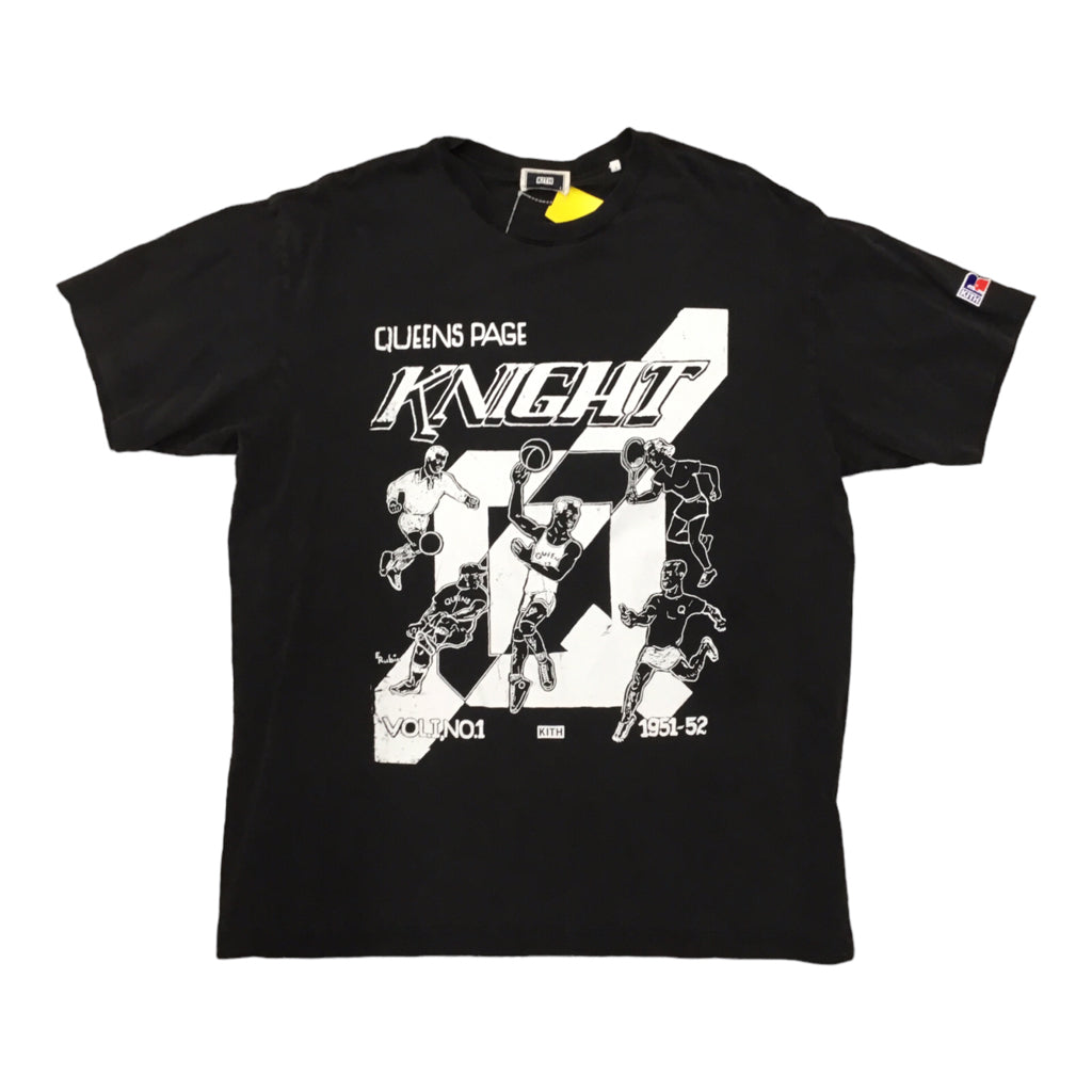 KITH X RUSSELL Queens Page Knights Men Sz L Black T-Shirt Deadstock Rare Hype