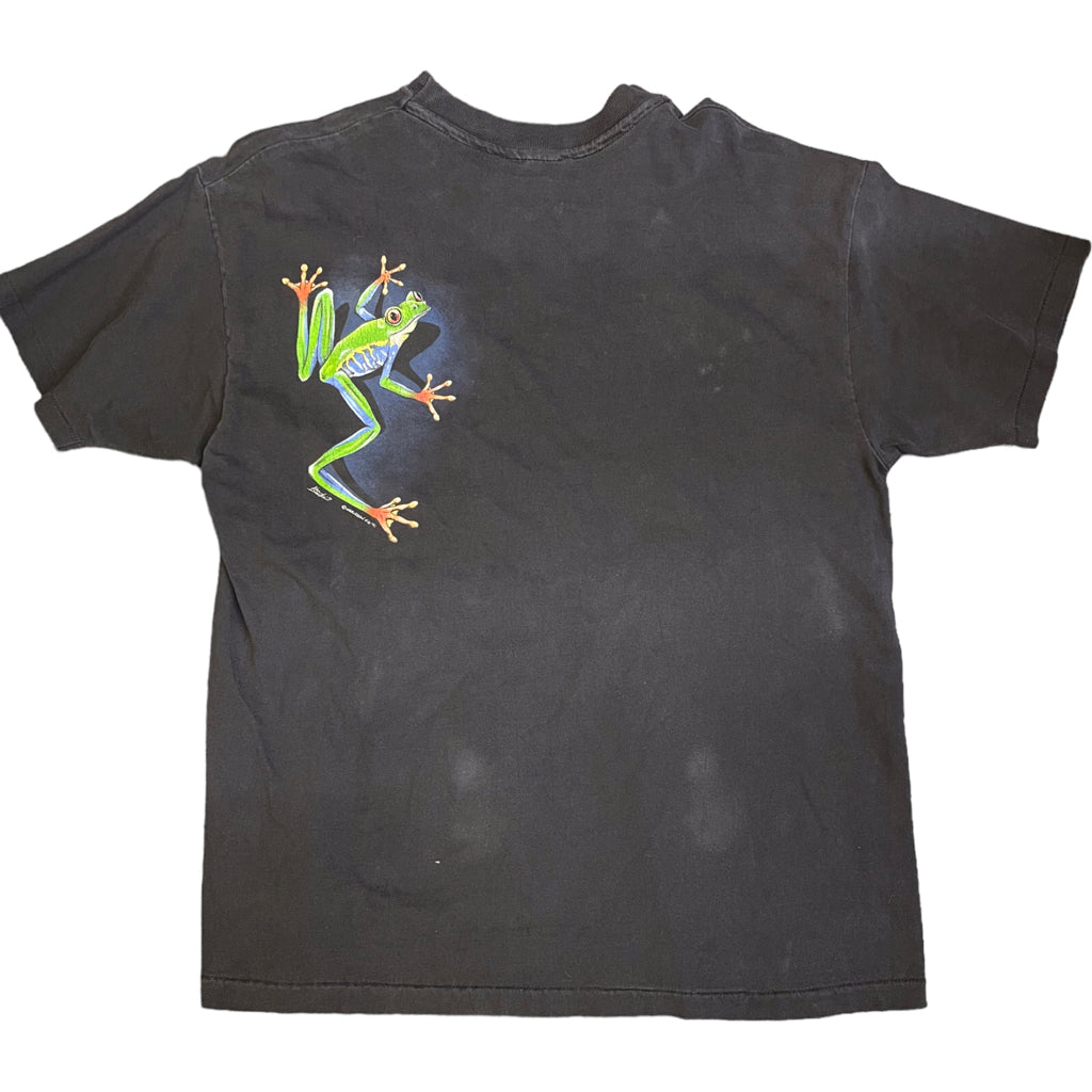 Vintage 1991 Ken Drewke Rainforest Frog Black T-Shirt Mens Tee L Single Stitch