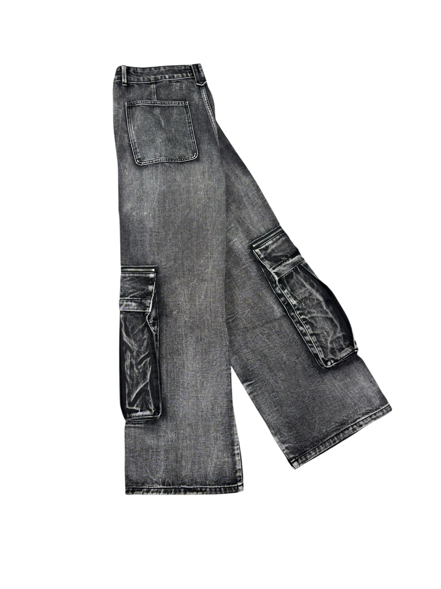 NWOT Vale Forever Mns Sz 40 Faded Gray Triple Pocket Wide Leg Jeans Oversize Cargo