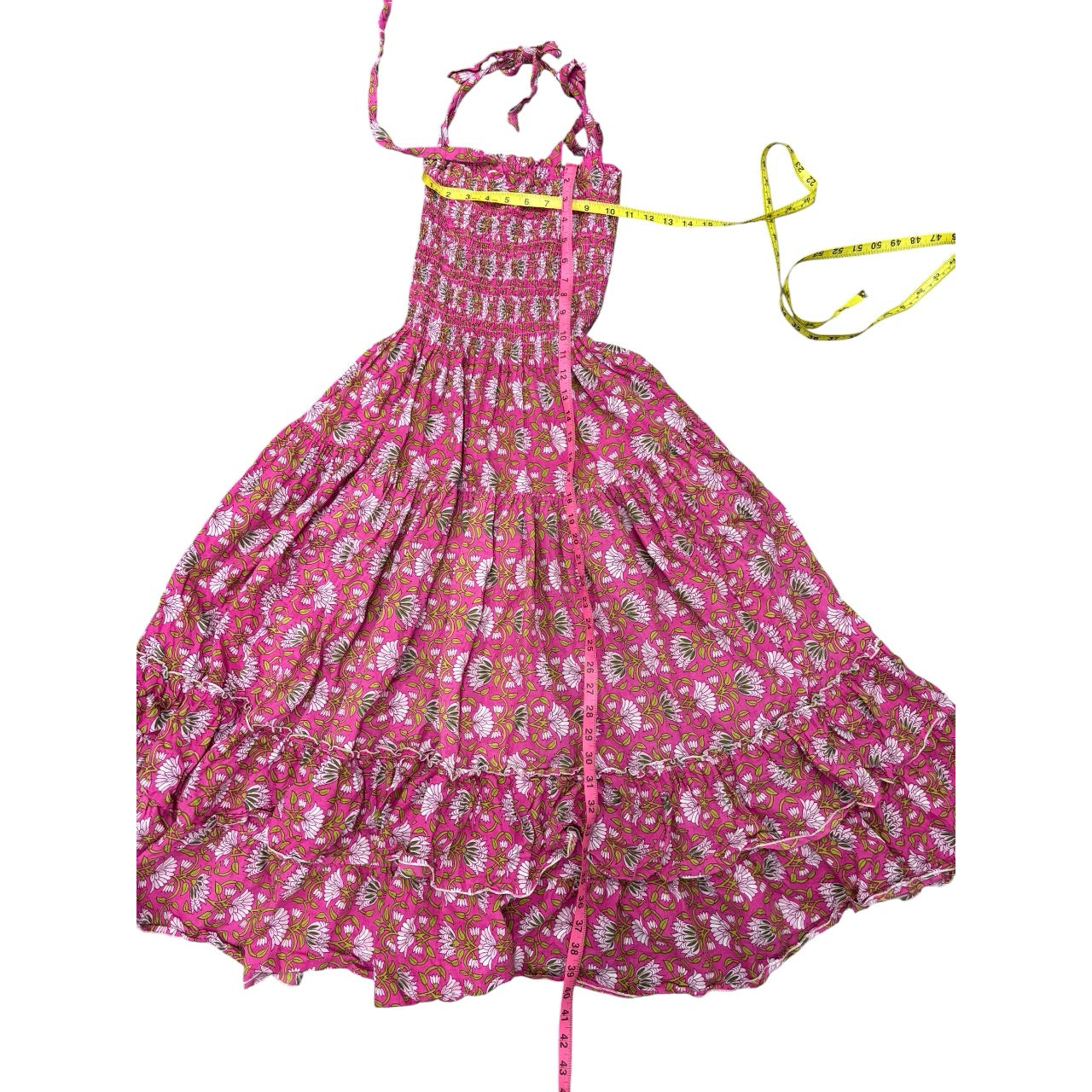 CB Positano Pink Floral Flowy Women Maxi Dress Sz S