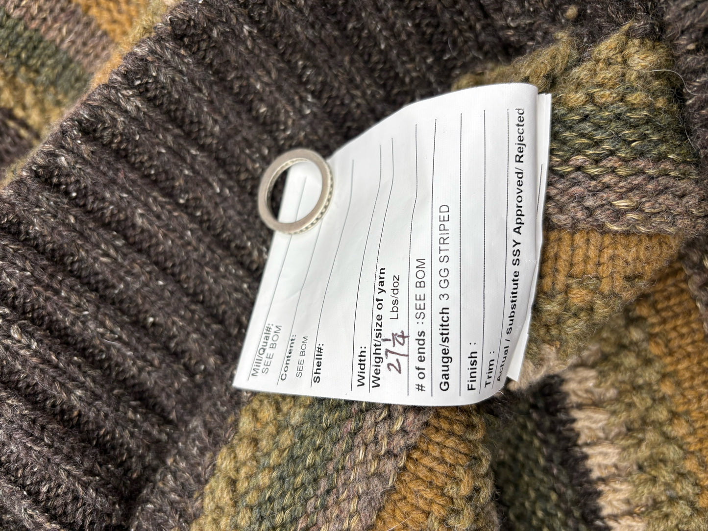 RRL Ralph Lauren Striped Knit Lambswool Wool Linen Silk Men Cardigan Size M