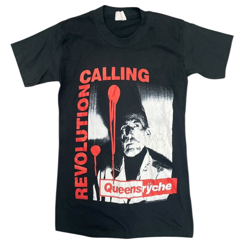 VINTAGE Handtex Made In USA 1988 Queensryche Black Graphic Shirt Men Sz S