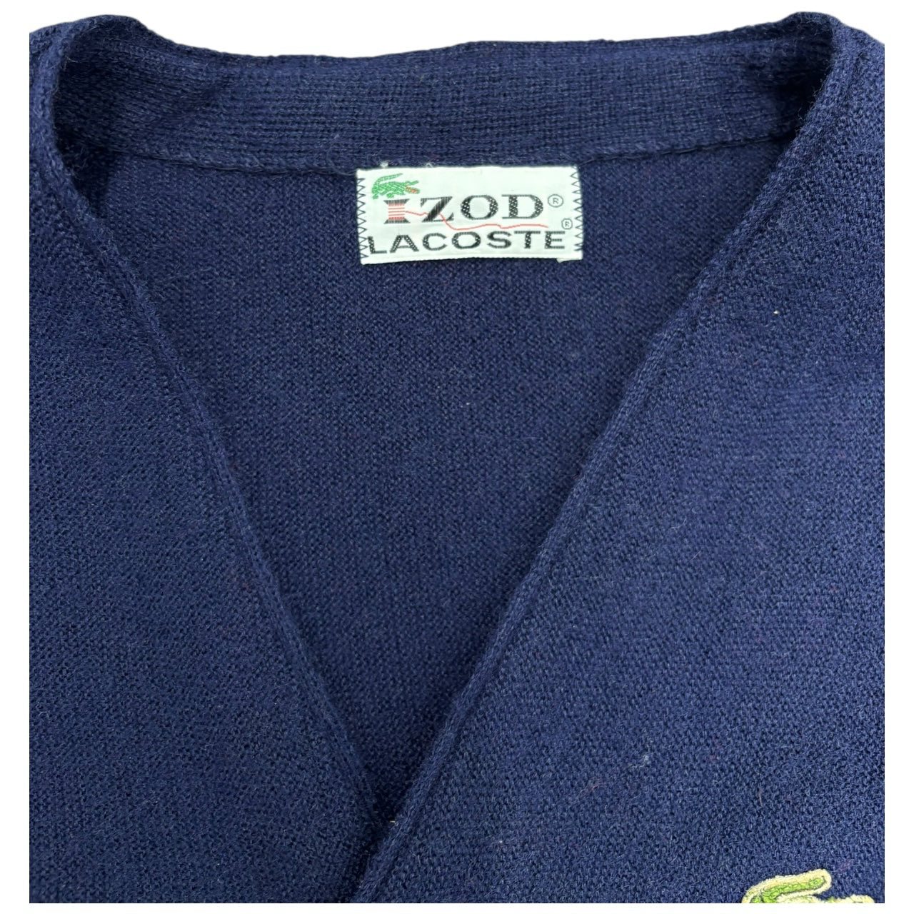NWB Vintage Izod Lacoste 70s Navy Embroidery Logo Button Cardigan Men Sz XL