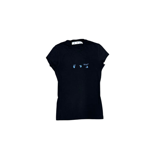 Off White Blue Hands Swimming Logo Shirt Women's Sz XS