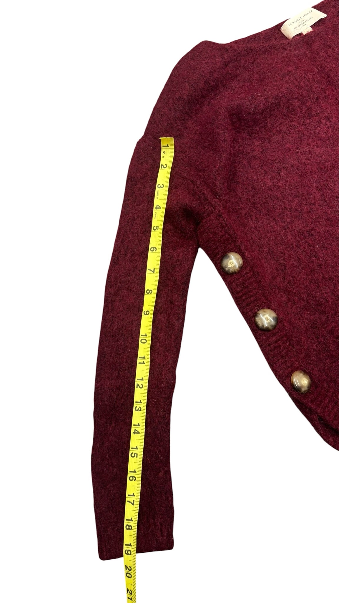 Archived Sezane Paul Sweater Jumper Cranberry Bordeaux Red Wool Kid Mohair Sz M