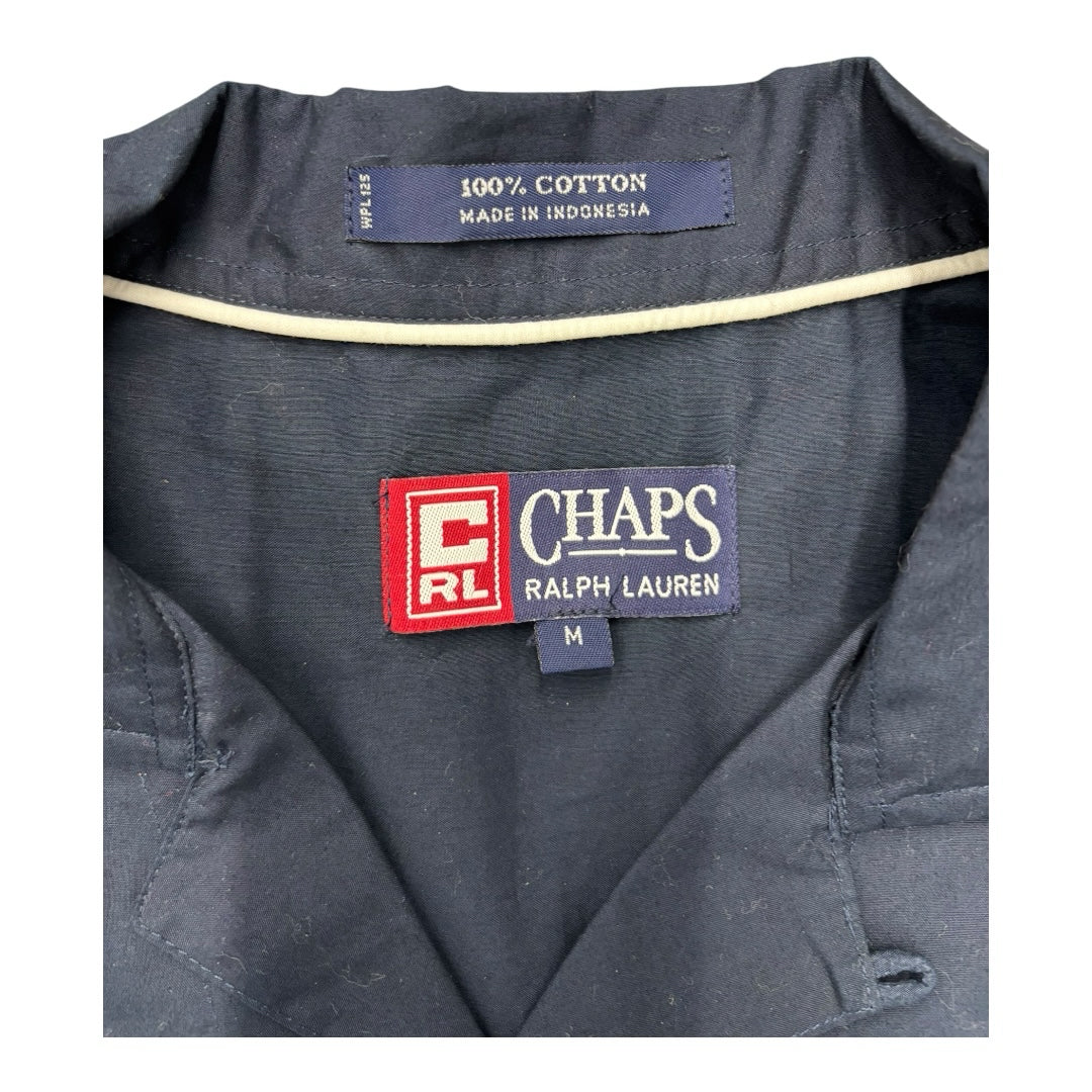 NWT Vintage Chaps Ralph Lauren League Mens  Navy Short Sleeve Button Up Sz M