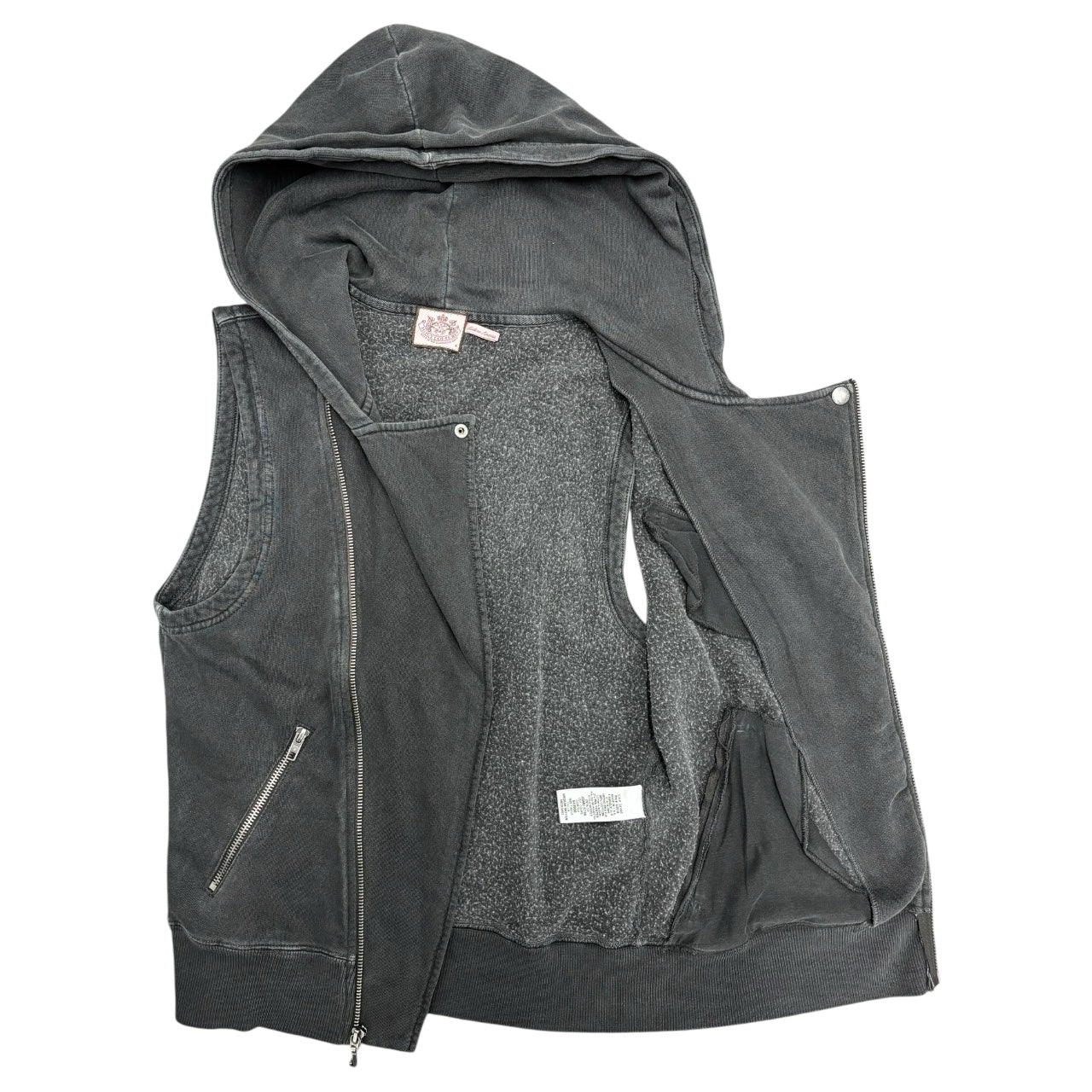 Juicy Couture Velour Black Zip Up Hoodie Sz XL