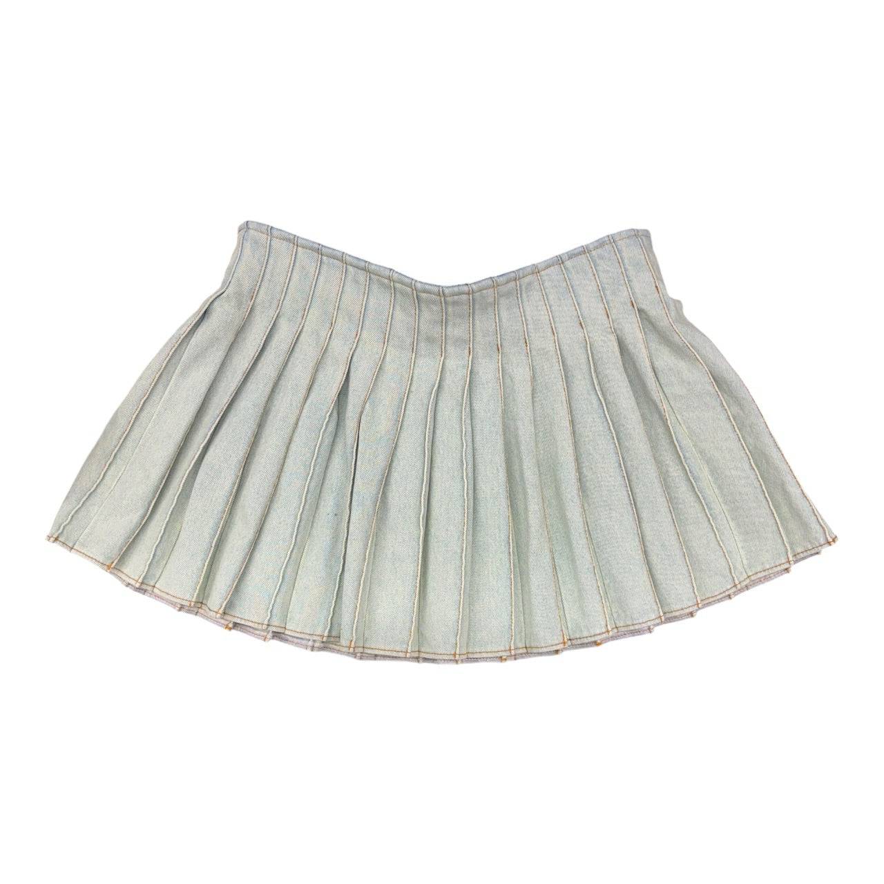 SS23 Ami Alexandre Mattiussi Pleated Denim Bleu Javel Mini Skirt Sz 32